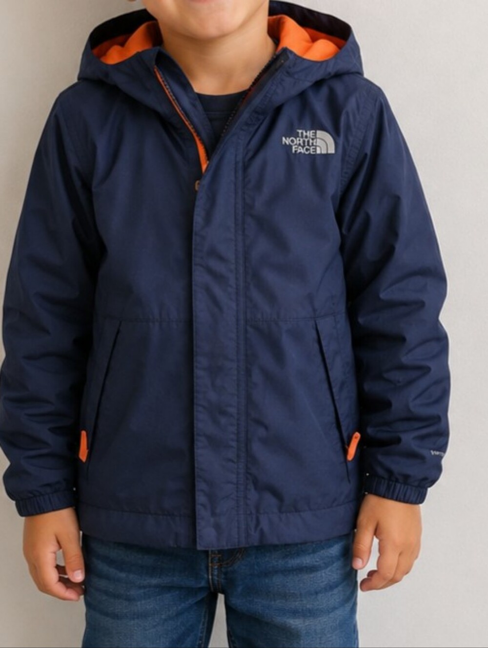 The North Face Navy Shell Jacket with Orange Lining - Boys - 10 - 12 Years